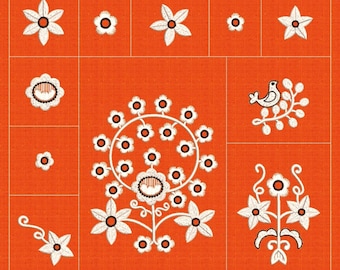 Ukrainian Folk Embroidery Set | 11 Machine Designs | Bird Floral Motifs | Instant File