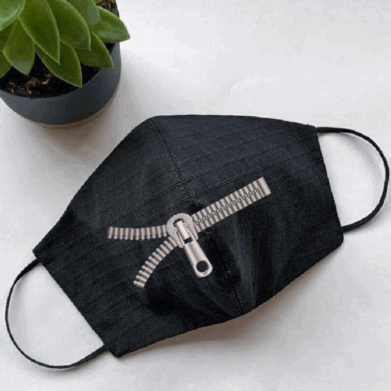 Zipper Embroidery Design Embroidery Designs for Mask Etsy