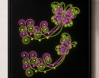 Butterfly Embroidery Design | Swirl Line Art | 5x7 Machine Embroidery