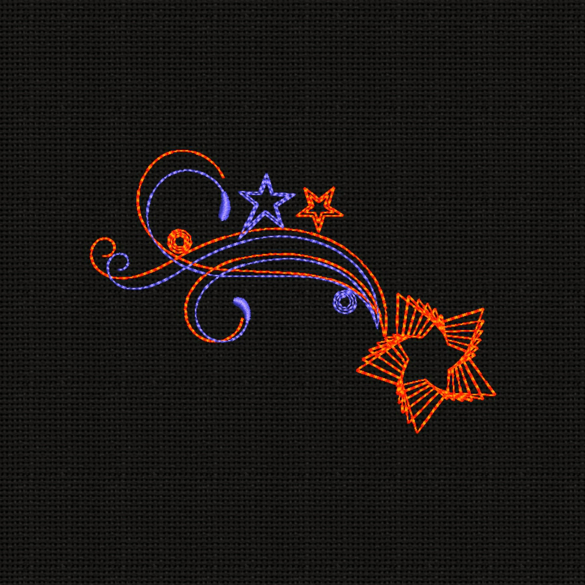 Machine Embroidery Design Stars Swirls 5x7 in INSTANT DOWNLOAD Etsy