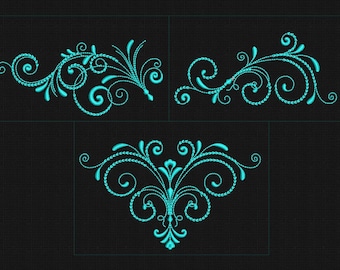 Swirl Flourish Machine Embroidery Design 5x7 Hoop Ornate Scroll Motif Embroidery File