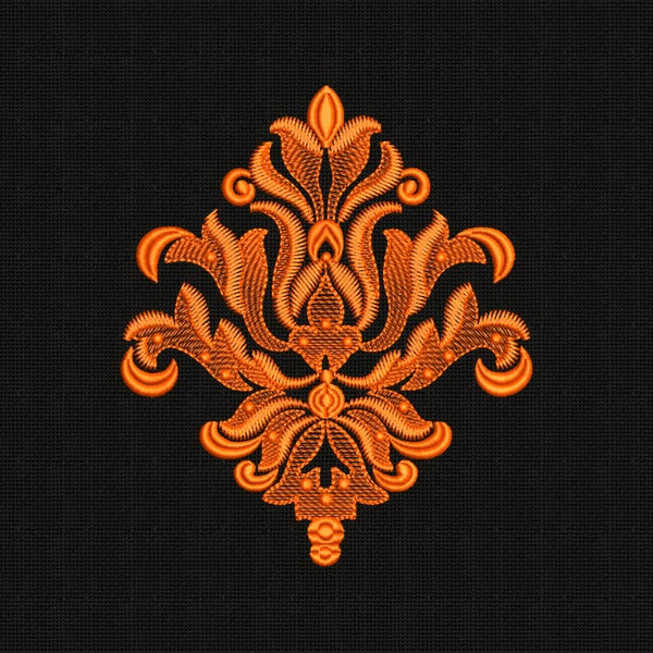 Disegno di ricamo vintage / File digitale con telaio 6x10 / Elemento ornamentale monocromatico per cuciture di lusso