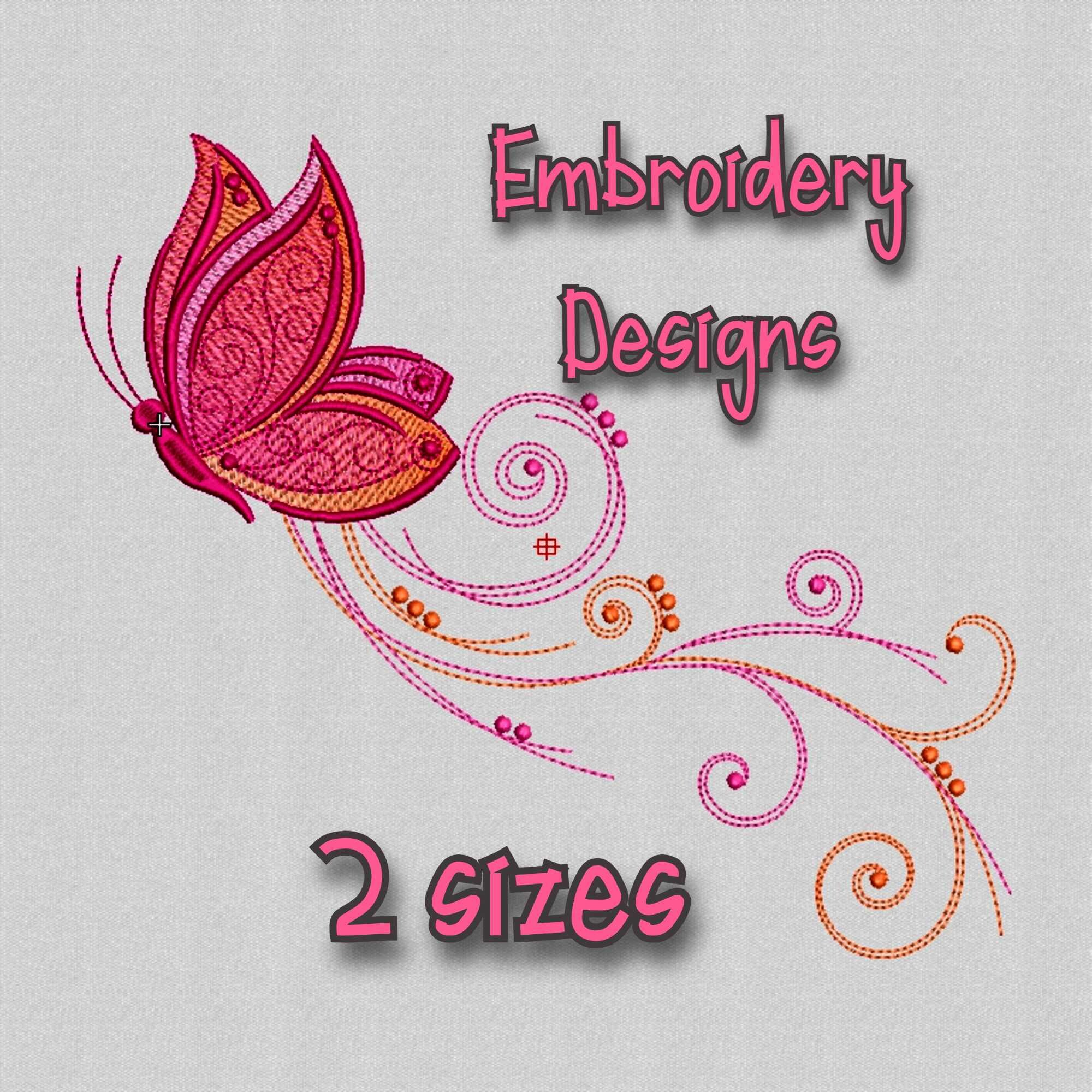 Butterfly Swirl Embroidery Design | 6x10 Hoop Digital File | Elegant ...