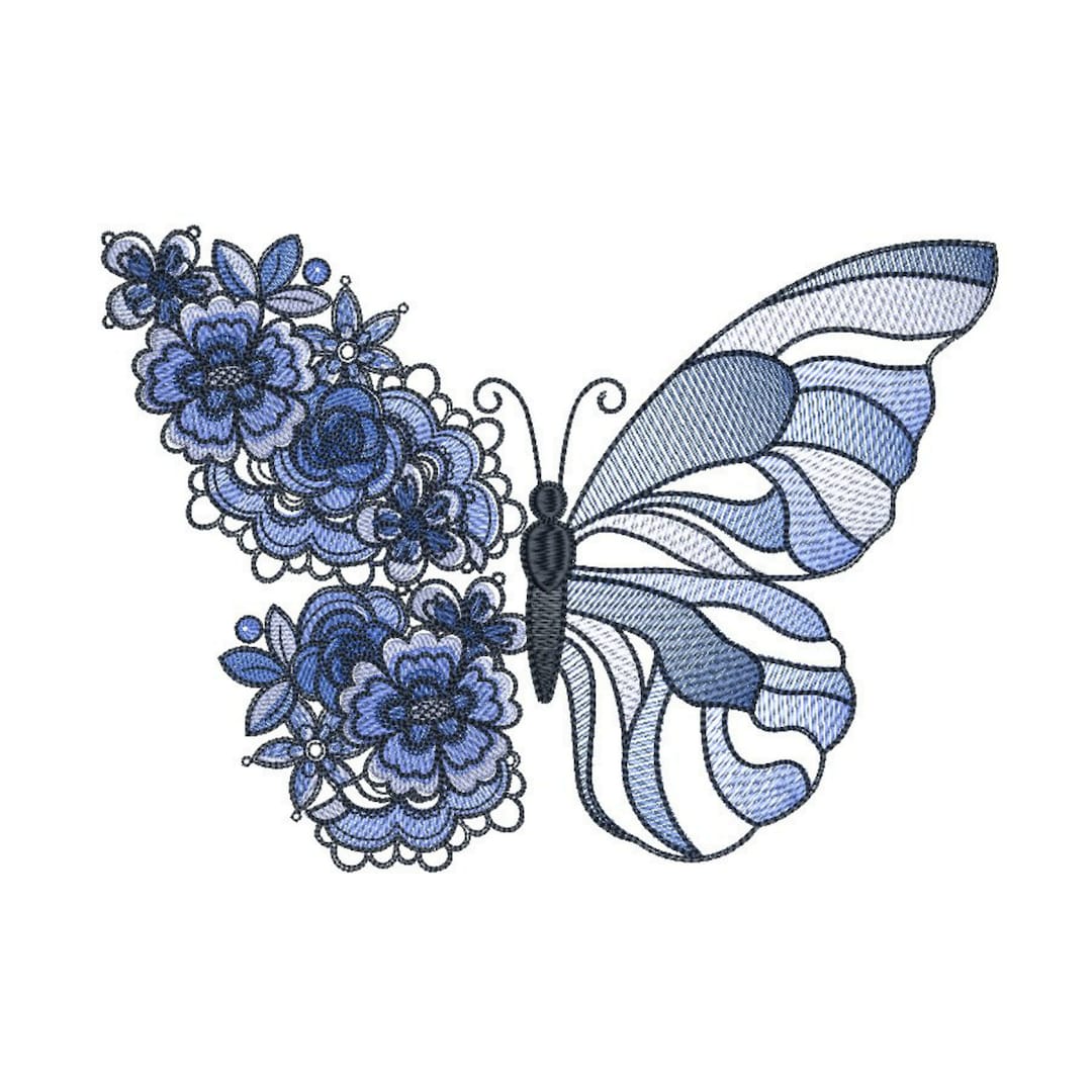 Floral Butterfly Embroidery Design | Elegant Digital Stitch File ...