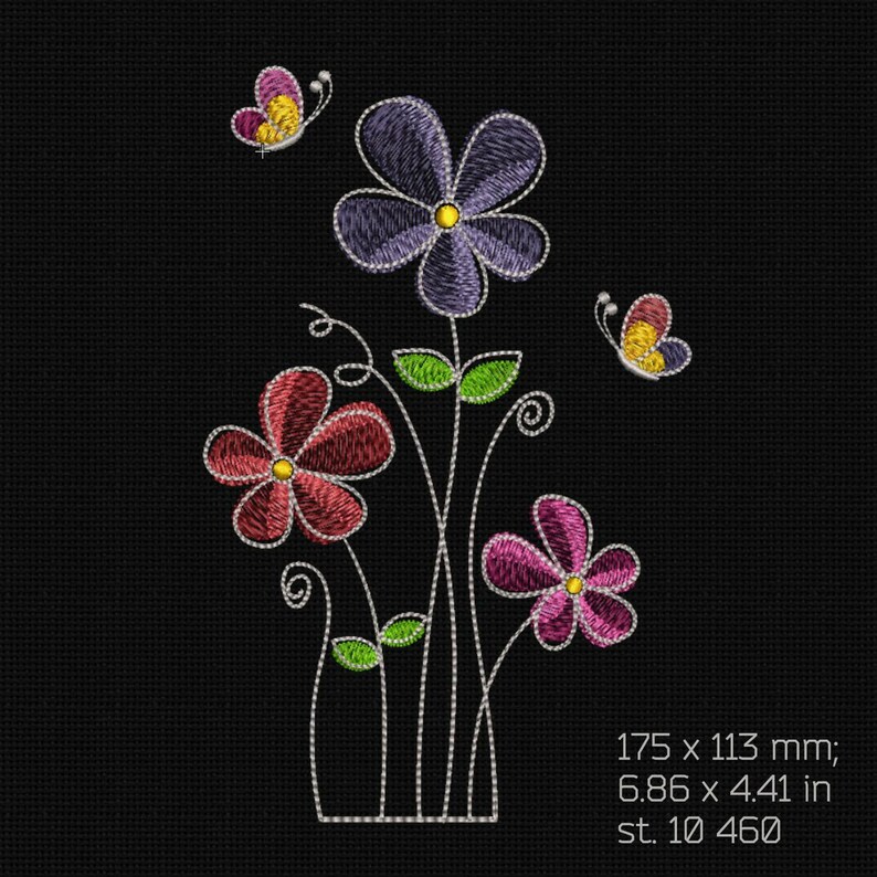 Embroidery Design Flower Embroidery Designs Floral Etsy