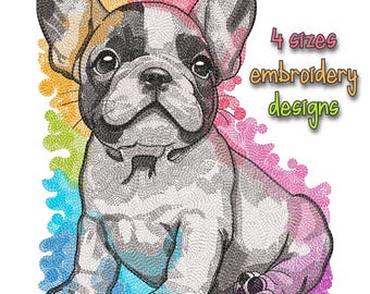 Französische Bulldogge Welpe Maschinenstickerei 13x18 Hoop | Hund Haustier Tier Digitale Datei