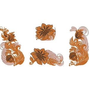Ornament Embroidery Designs Swirls Flowers Machine Embroidery Files