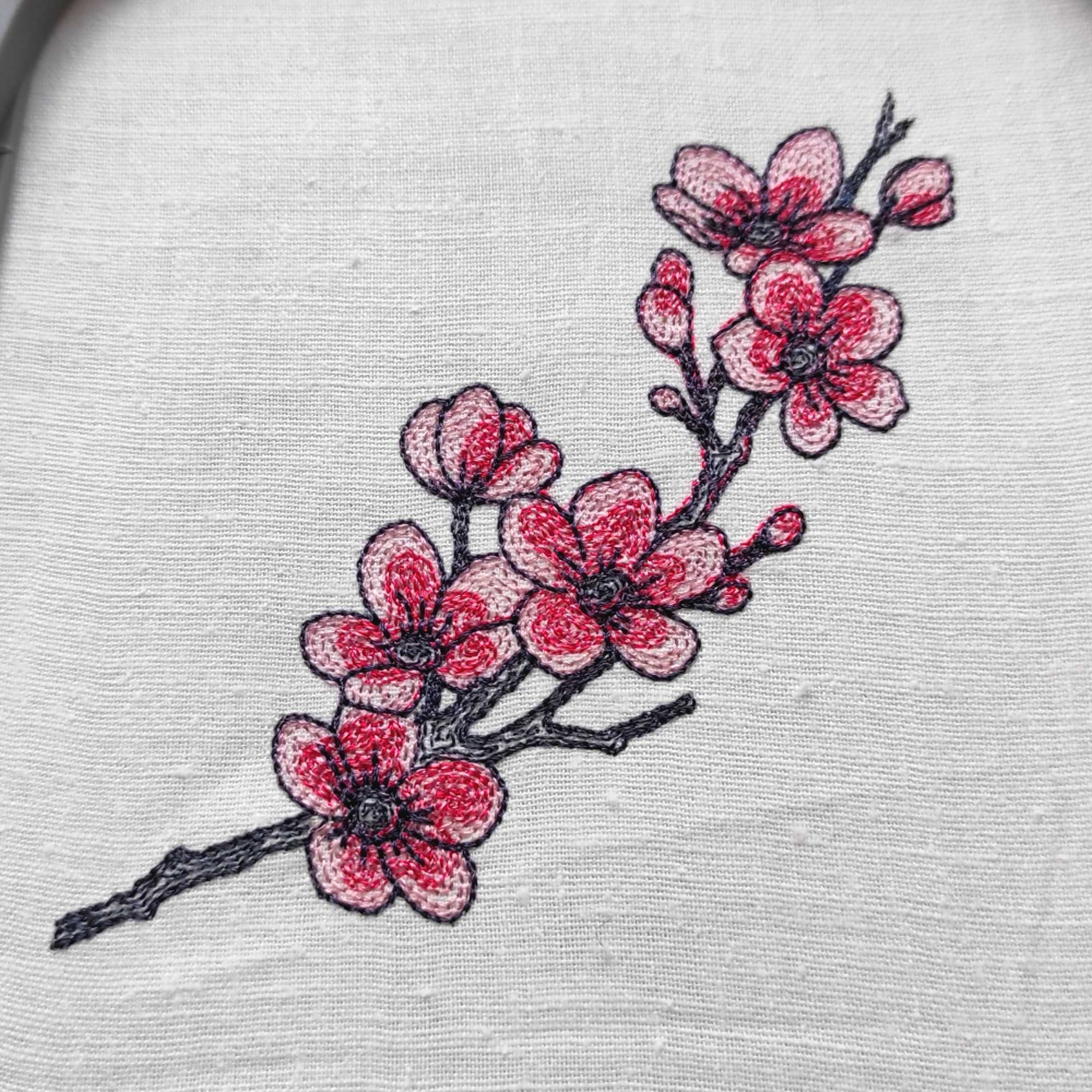 Cherry Blossom Embroidery Design | Delicate Sakura Branch for Gifts ...