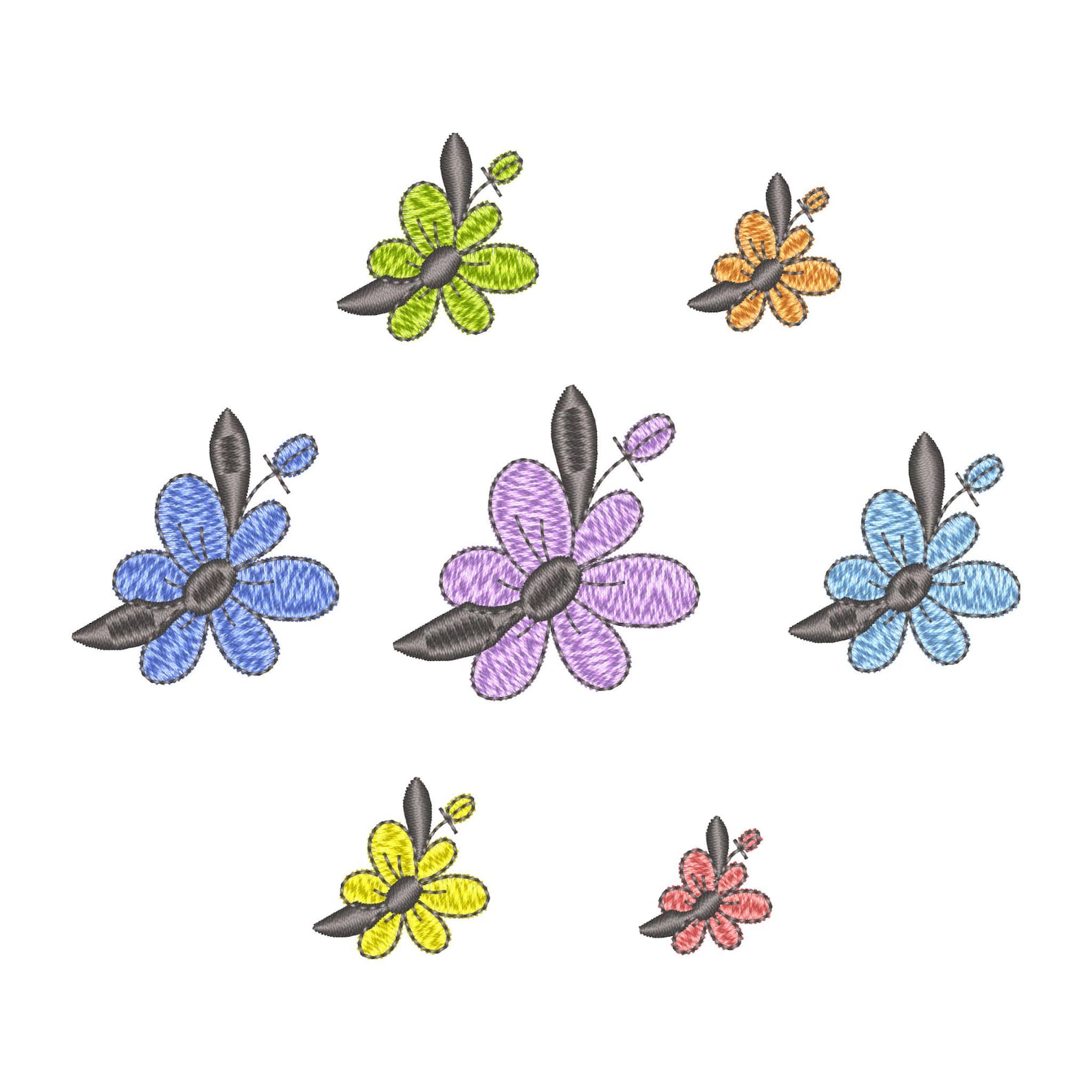 Tiny Flower Machine Embroidery Design | Micro Floral Digital File ...
