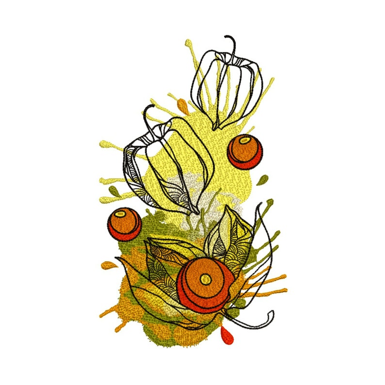 Floral Physalis machine design INSTANT DOWNLOAD Embroidery Design Watercolor Physalis 8x13 in Flower embroidery designs Physalis