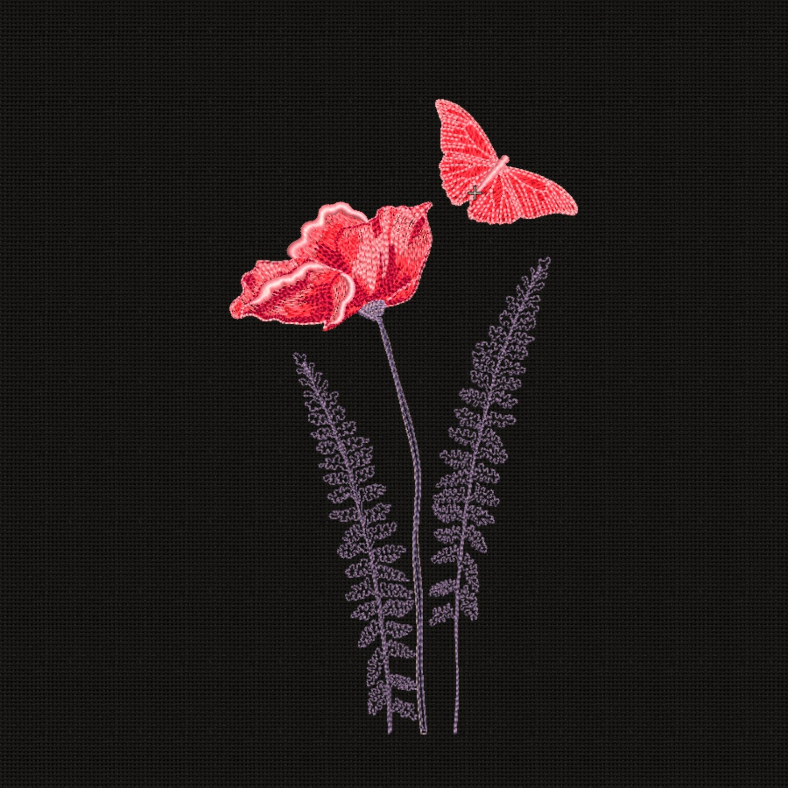 Poppy Embroidery Design Digital File | 6x10 Hoop | Fern Butterfly Boho ...