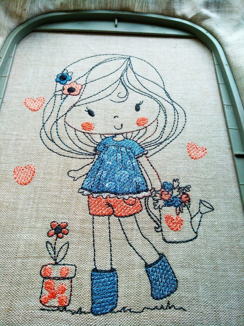 Machine Embroidery Designs little Girl SET 3 items 3x4 in 4x5 Etsy