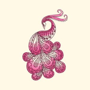 Swirl Bird Embroidery Design: Animal Machine Embroidery (Digital Files)