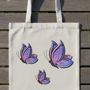Digital Embroidery Design Butterfly Set | 3 Motifs Machine File | 4x4 Hoop Boho Chic Pattern image 1