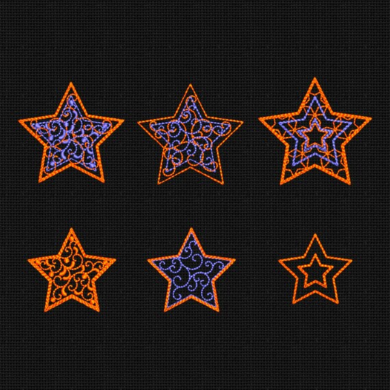 Machine Embroidery Designs Stars SET 6 items 3x3 in INSTANT Etsy