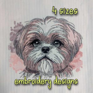 Shih Tzu Dog Embroidery Designs Cute Puppy Machine Embroidery Patterns
