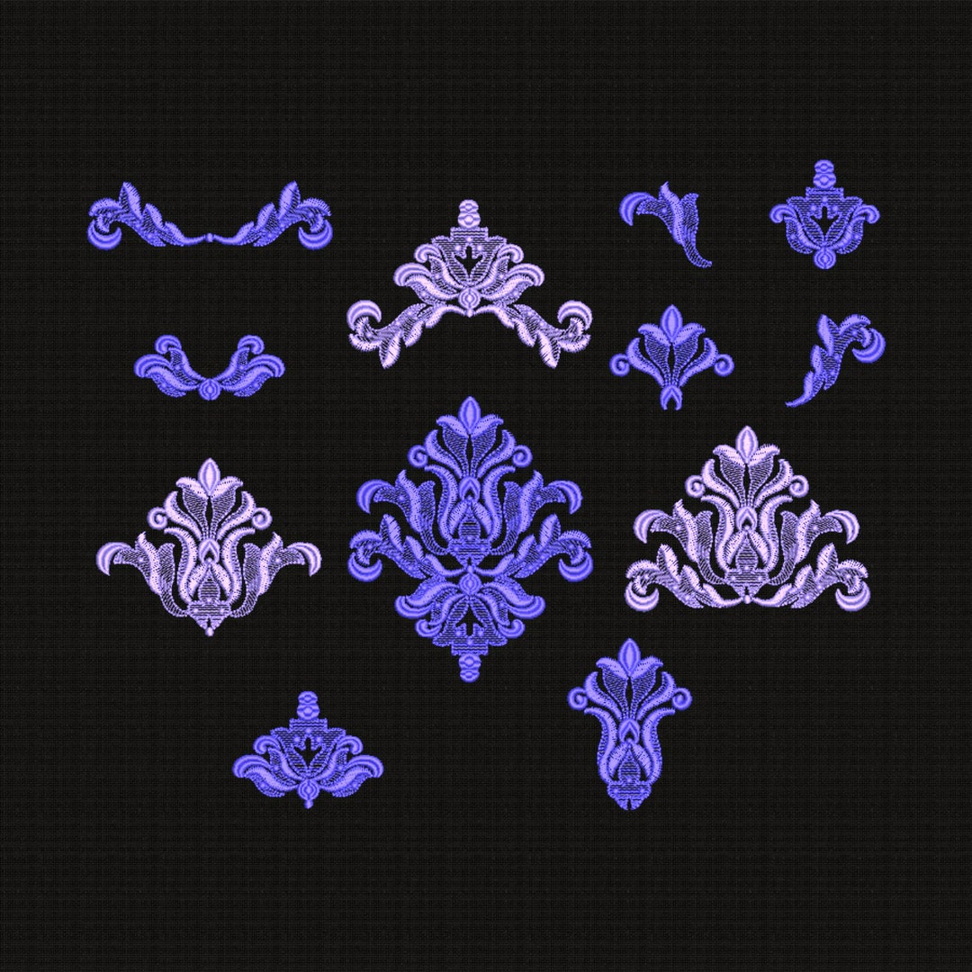 バロック刺繍デザインセット 12点 | ダマスクモチーフ | ヴィンテージ