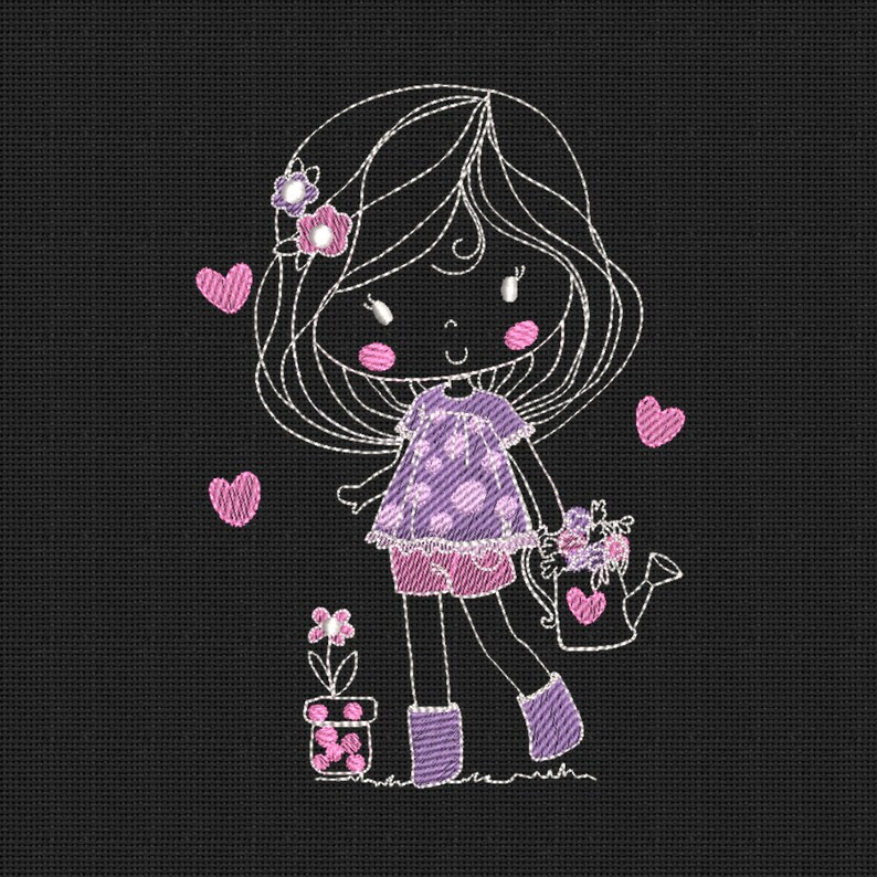 Machine Embroidery Designs little Girl SET 3 items 3x4 in 4x5 Etsy