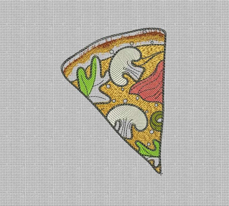 Pizza Embroidery Design Food Embroidery Designs Etsy
