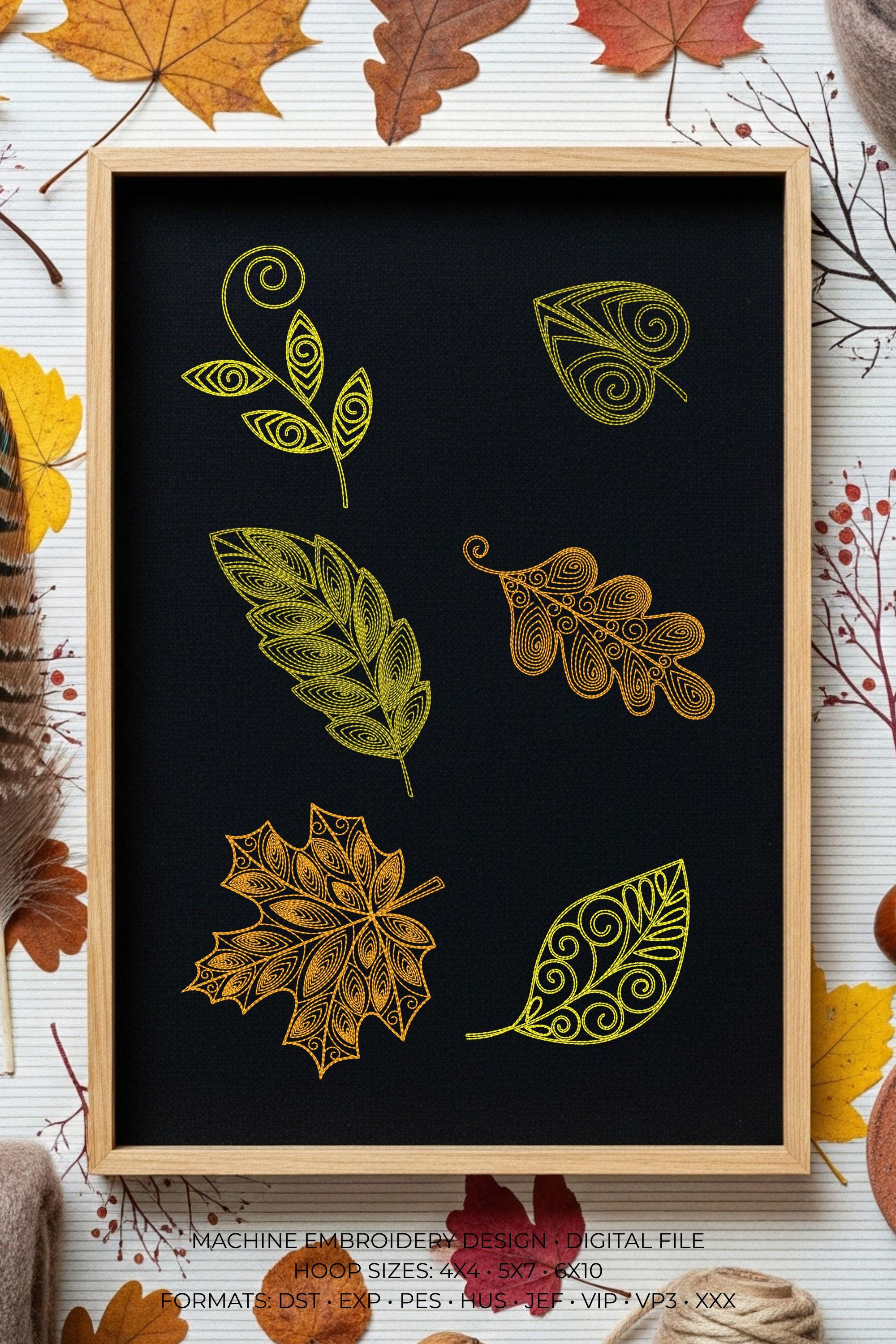 Autumn Leaf Embroidery Set | Minimalist Fall Outline Design | 4x4 Hoop ...