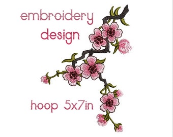 Floral Embroidery Design | Sakura Blossom Pattern | Machine Embroidery File | Instant Download