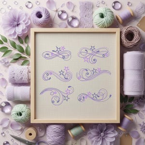 Juego de diseños de remolinos para bordado a máquina / 6 diseños de estrellas para bastidor de 4x4 pulgadas / Archivos de descarga instantánea imagen 6