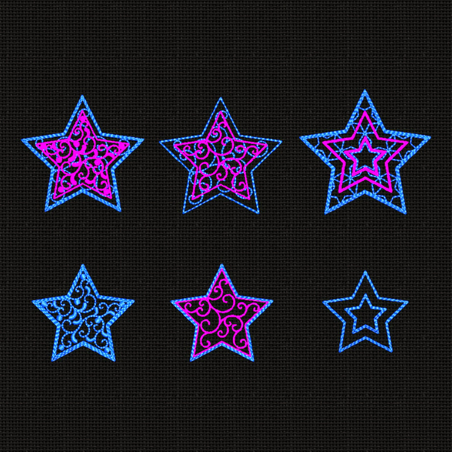 Machine Embroidery Designs Stars SET 6 items 3x3 in INSTANT Etsy