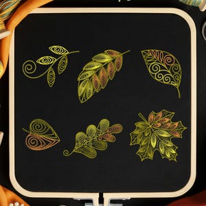 Autumn Leaf Embroidery Design Fall Season Machine Pattern 4x4 Hoop Size | Digital File
