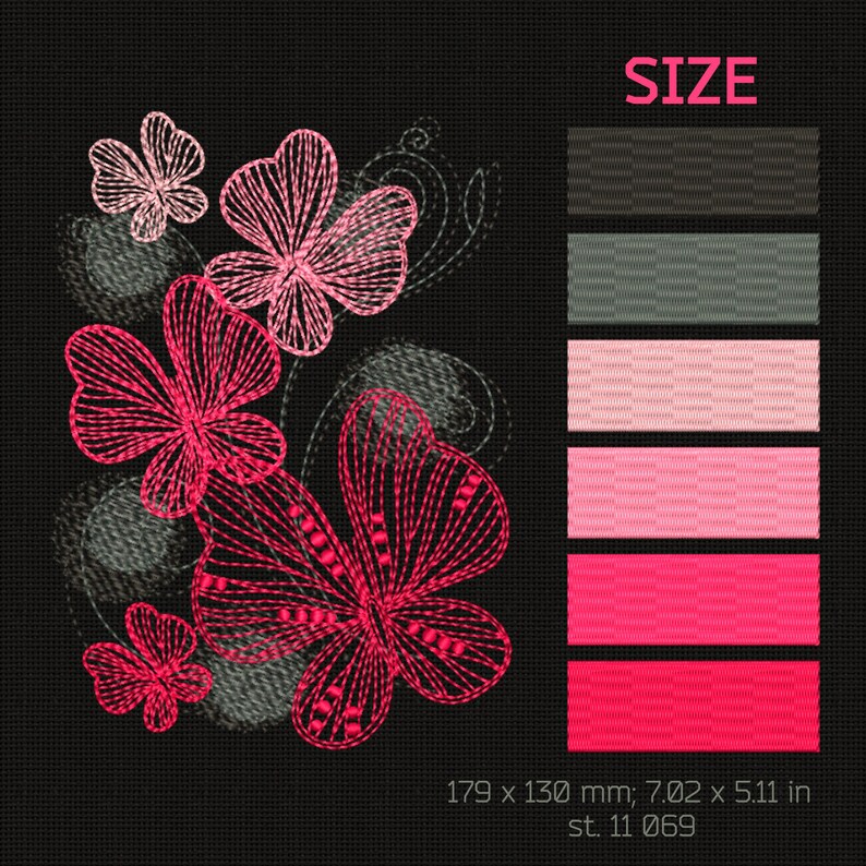 Airy Butterfly Machine Embroidery Design | 6x10 Hoop File | Minimalist ...