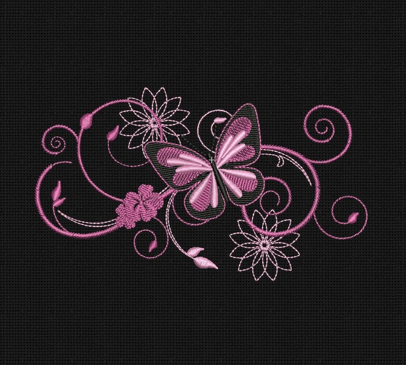 Embroidery Design Butterflies Embroidery Designs Flower Etsy