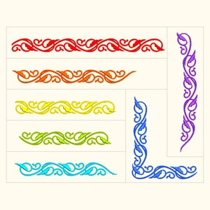 Ornamental Border Embroidery Design | 6x10 Hoop | Set of 7 Motifs | Instant Digital File