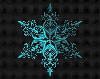 Graceful Snowflake Embroidery Design | Refined Stitch Motif | 4x4 Hoop Digital File for Decor