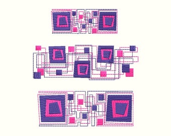 Geometrische Bordüren Stickdatei | 5x7 Hoop-Datei | Abstraktes Motiv Set | Sofort Download