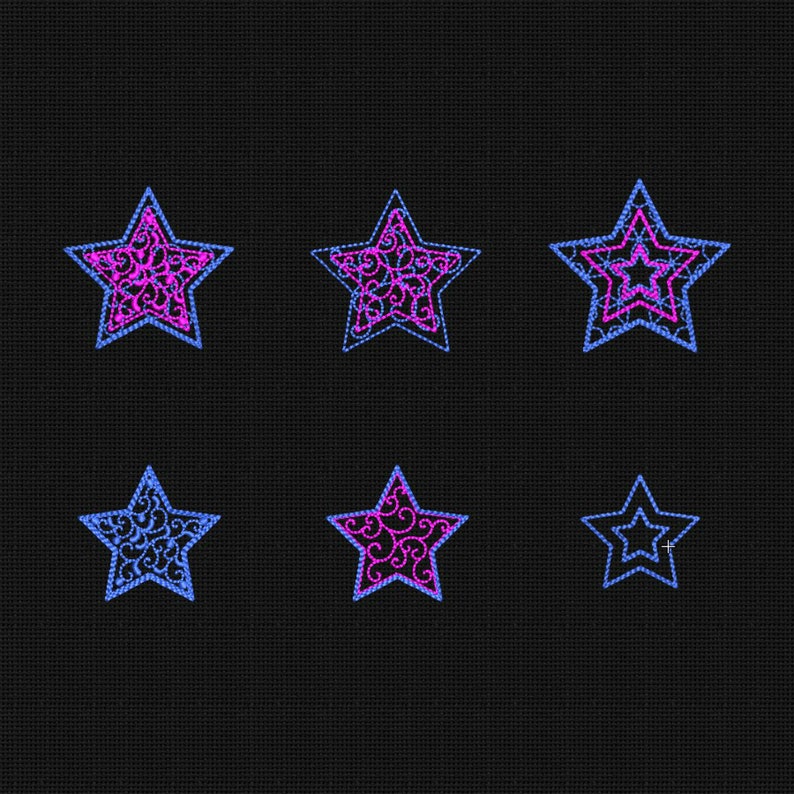 Machine jessecmault designs stars set 6 items 3x3 in instant  etsy