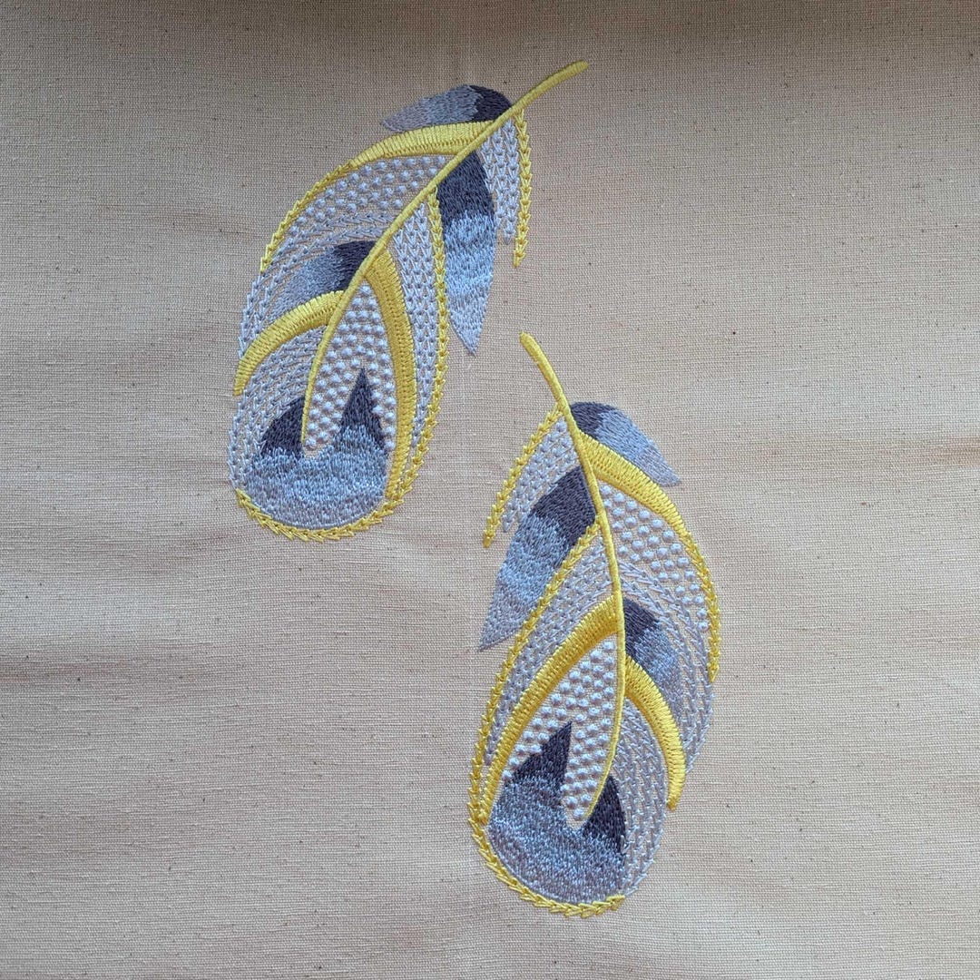 Feather Design Heavy Beaded Embroidery On a Mesh Fabric-Sold By The Panel- Red main image 0