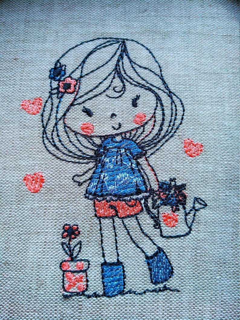 Machine Embroidery Designs little Girl SET 3 items 3x4 in 4x5 Etsy