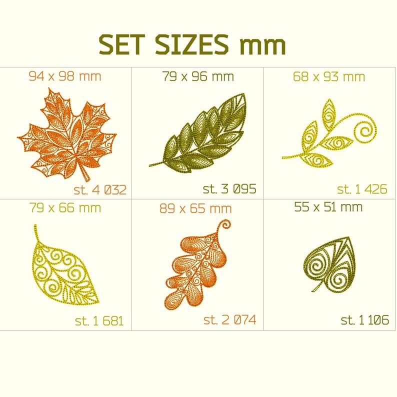 Embroidery Design Leaves Embroidery Designs - Etsy