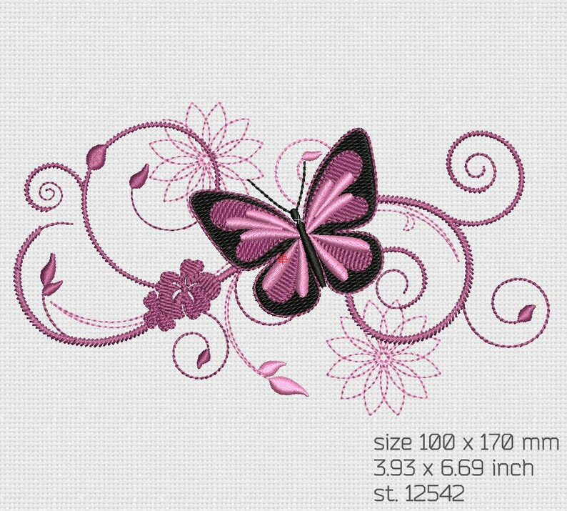 Embroidery Design Butterflies Embroidery Designs Flower Etsy