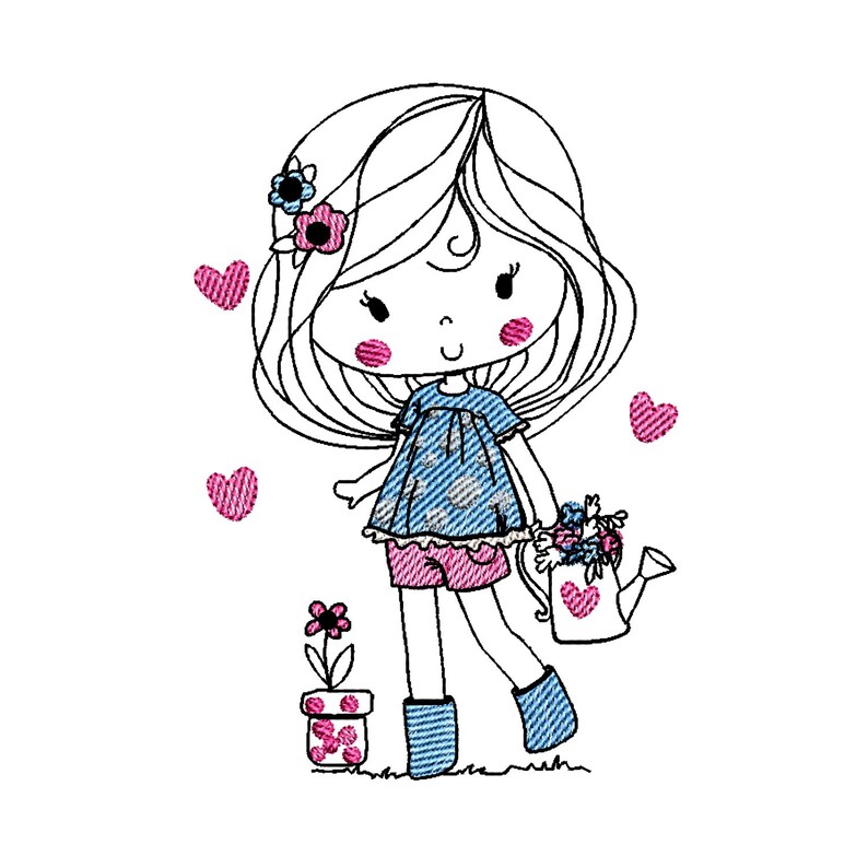 Machine Embroidery Designs little Girl SET 3 items 3x4 in 4x5 Etsy