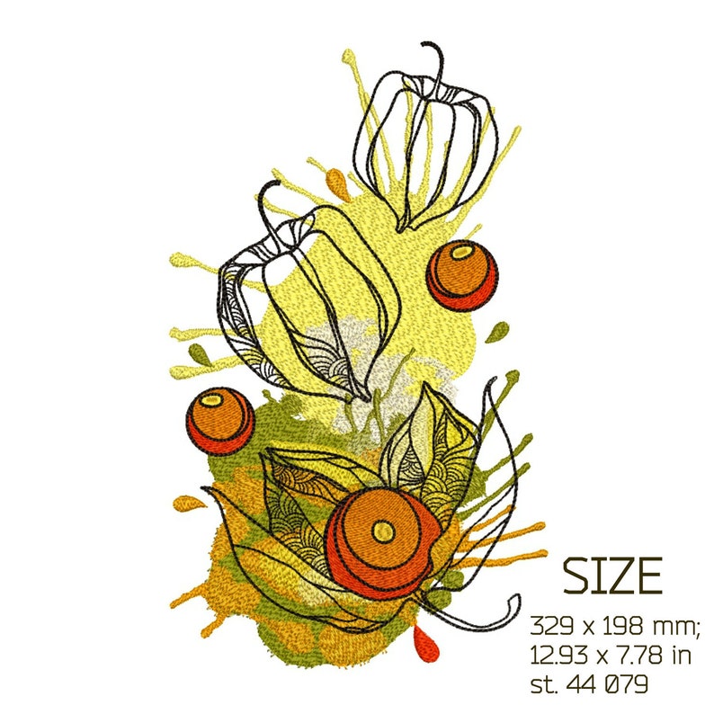 Floral Physalis machine design INSTANT DOWNLOAD Embroidery Design Watercolor Physalis 8x13 in Flower embroidery designs Physalis