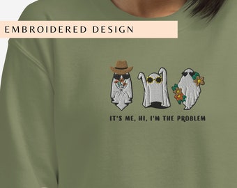 Antihero, It's me, hi, I'm the problem it's me embroidered Halloween sweatshirt, hoodie