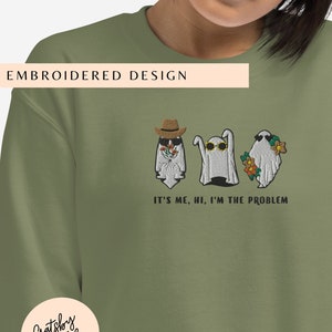 Antihero, It&#39;s me, hi, I&#39;m the problem it&#39;s me embroidered Halloween sweatshirt, hoodie