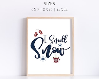 I Smell Snow Winter Art Print, Decoración navideña, Arte de invierno, Descarga instantánea