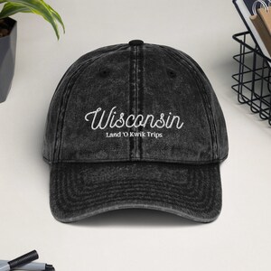 Wisconsin Vintage Hat, Kwik Trip Baseball Hat, Midwest Hat, Land O Lakes, Milwaukee Gift,Embroidered
