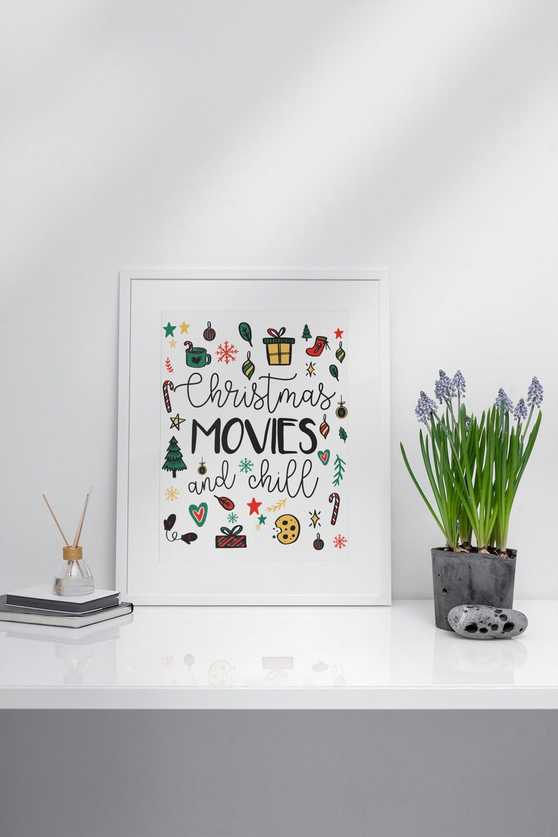 Christmas Print Christmas Movies and Chill Secret Santa image 0