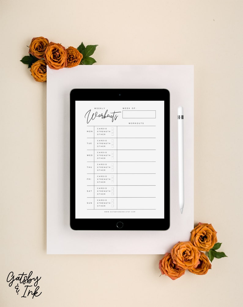 Printable Workout Planner, Weekly Fitness Schedule, Monthly Exercise Calendar, Workout Tracker, Digital Fitness Tracker image 3