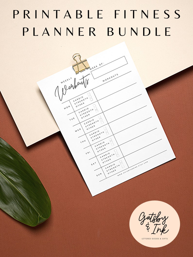 Printable Workout Planner, Weekly Fitness Schedule, Monthly Exercise Calendar, Workout Tracker, Digital Fitness Tracker image 1