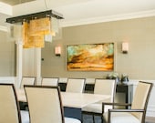 Dining Room Light Fixture, Art Glass Lighting, Unique Stain Glass Décor , this Large Pendant Light is also Customize, Modern Art glass Decor