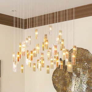 Unique Dining Room Lighting - Pendant Lamp Light. Custom Made Blown Glass Light Fixture