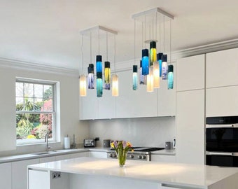 3 Pendant Lights for Kitchen Décor. Blown Glass ,Bar Lighting in any Color you choose. Kitchen Island Décor in any quantity you choose